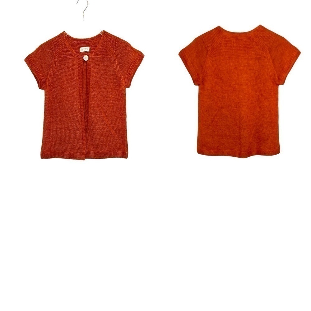 Missegle Cinnamon Silk/Mohair One Button Knit Cardigan Short Sleeves Size S/M